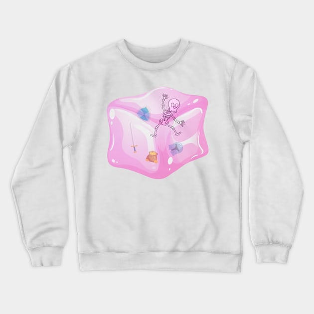 Gelatinous Cube - Pink Crewneck Sweatshirt by NerdySparkleGoth